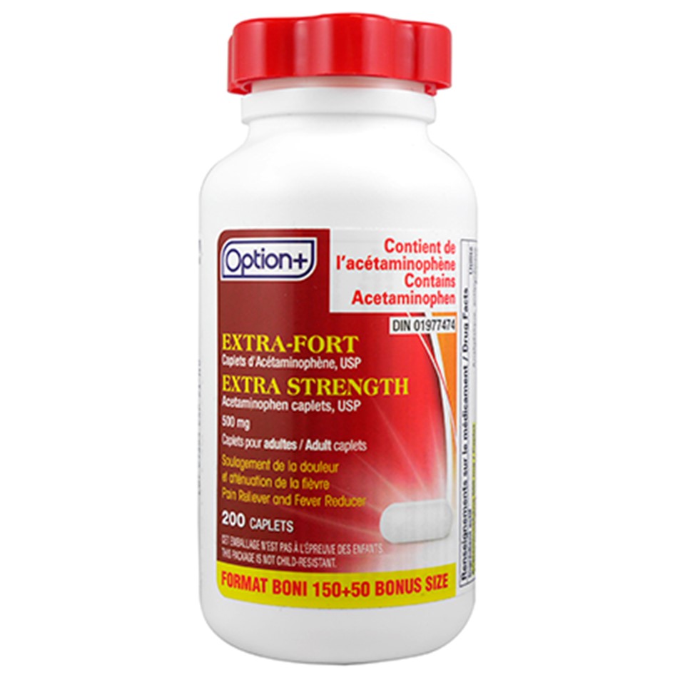 Option+ Acetaminophen XS 500mg - 200 Caplets