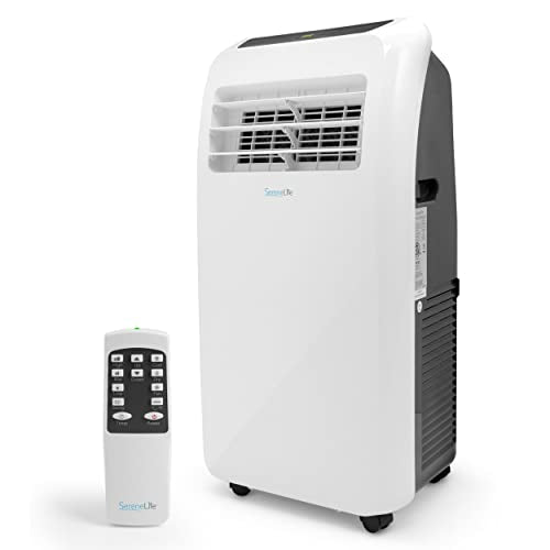 SereneLife Portable Electric Air Conditioner Unit-900W 8000 BTU Power Plug-in AC [...] Dehumidifier, Fan, Exhaust Hose, Window Seal, Wheels, Remote (SLPAC8)