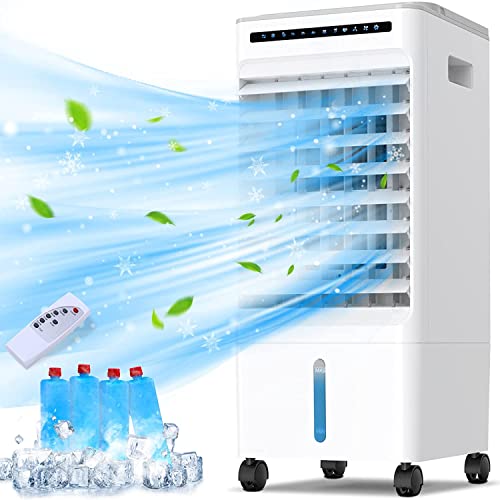 Portable Air Conditioners, 4-IN-1, 4 Modes 3 Speeds, 1.32 Gal Water Tank, Portable AC with Remote, 7H Timer, 90°Oscillation...