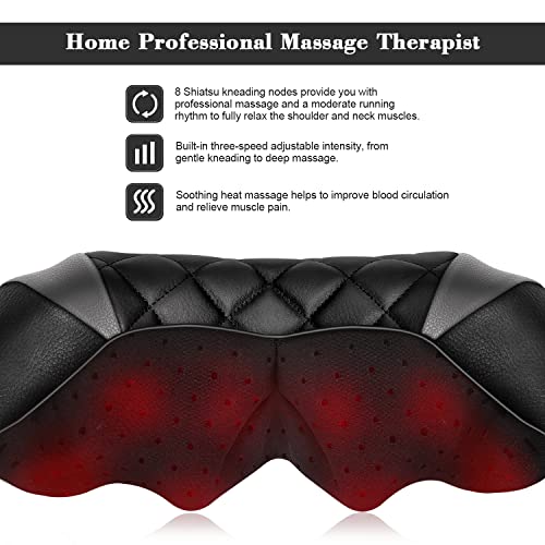 Shiatsu Neck, Shoulder & Back Massager with Heat - Deep Tissue 4D Kneading Massage