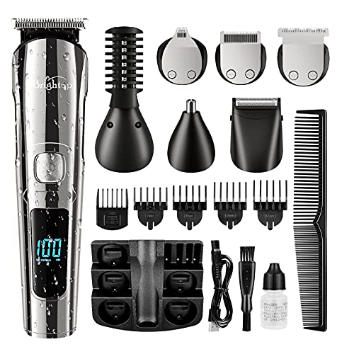 Brightup Beard Hair Clipper Trimmer for Men - IPX7 Waterproof Shaver Electric Razor - USB Rechargeable & LCD Display - FK-8688T
