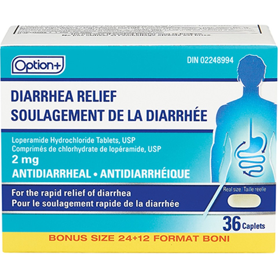 Option+ Diarrhea Relief - Loperamide 2mg - 36 Caplets