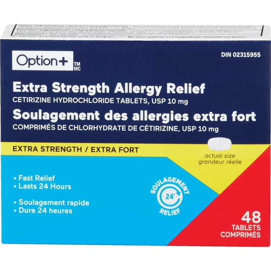 Option+ Allergy Relief XS - Cetirizine 10mg - 48 Tablets